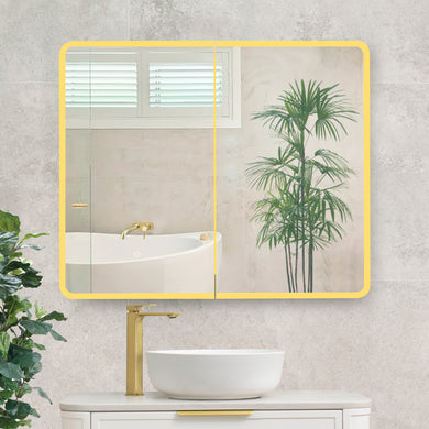 Retti Rectangular 900mm x 750mm Frontlit LED Mirrored Shaving Cabinet, Matte White