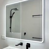 Retti Rectangular 900mm x 750mm Frontlit LED Mirrored Shaving Cabinet, Matte White