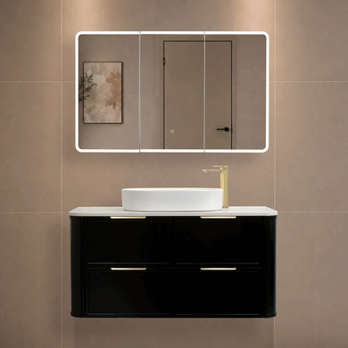 Retti Rectangular 1200mm x 750mm Frontlit LED Mirrored Shaving Cabinet, Matte Black
