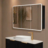 Retti Rectangular 1200mm x 750mm Frontlit LED Mirrored Shaving Cabinet, Matte Black