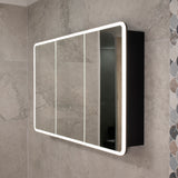 Retti Rectangular 1200mm x 750mm Frontlit LED Mirrored Shaving Cabinet, Matte Black