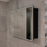Retti Rectangular 1200mm x 750mm Frontlit LED Mirrored Shaving Cabinet, Matte Black