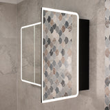 Retti Rectangular 1200mm x 750mm Frontlit LED Mirrored Shaving Cabinet, Matte Black