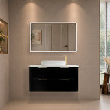 Retti Rectangular 1200mm x 750mm Frontlit LED Mirrored Shaving Cabinet, Matte Black