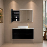 Retti Rectangular 1200mm x 750mm Frontlit LED Mirrored Shaving Cabinet, Matte Black