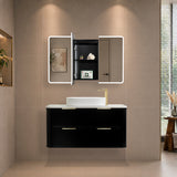 Retti Rectangular 1200mm x 750mm Frontlit LED Mirrored Shaving Cabinet, Matte Black