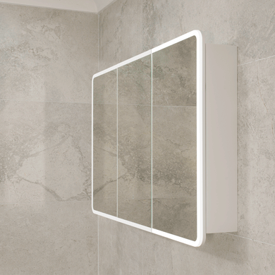 Retti Rectangular 1200mm x 750mm Frontlit LED Mirrored Shaving Cabinet, Matte White