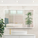 Retti Rectangular 1200mm x 750mm Frontlit LED Mirrored Shaving Cabinet, Matte White