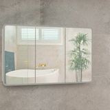 Retti Rectangular 1200mm x 750mm Frontlit LED Mirrored Shaving Cabinet, Matte White