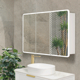 Retti Rectangular 1200mm x 750mm Frontlit LED Mirrored Shaving Cabinet, Matte White