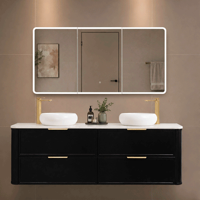 Retti Rectangular 1500mm x 750mm Frontlit LED Mirrored Shaving Cabinet, Matte Black