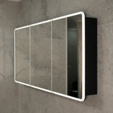 Retti Rectangular 1500mm x 750mm Frontlit LED Mirrored Shaving Cabinet, Matte Black