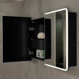 Retti Rectangular 1500mm x 750mm Frontlit LED Mirrored Shaving Cabinet, Matte Black