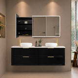 Retti Rectangular 1500mm x 750mm Frontlit LED Mirrored Shaving Cabinet, Matte Black