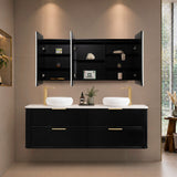 Retti Rectangular 1500mm x 750mm Frontlit LED Mirrored Shaving Cabinet, Matte Black