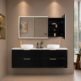 Retti Rectangular 1500mm x 750mm Frontlit LED Mirrored Shaving Cabinet, Matte Black