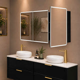 Retti Rectangular 1500mm x 750mm Frontlit LED Mirrored Shaving Cabinet, Matte Black