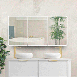 Retti Rectangular 1500mm x 750mm Frontlit LED Mirrored Shaving Cabinet, Matte White