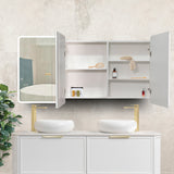 Retti Rectangular 1500mm x 750mm Frontlit LED Mirrored Shaving Cabinet, Matte White