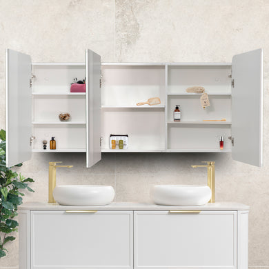 Retti Rectangular 1500mm x 750mm Frontlit LED Mirrored Shaving Cabinet, Matte White