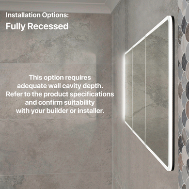 Retti Rectangular 1800mm x 750mm Frontlit LED Mirrored Shaving Cabinet, Matte Black