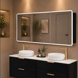 Retti Rectangular 1800mm x 750mm Frontlit LED Mirrored Shaving Cabinet, Matte Black