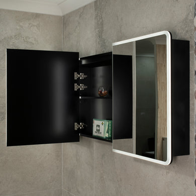 Retti Rectangular 1800mm x 750mm Frontlit LED Mirrored Shaving Cabinet, Matte Black