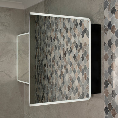 Retti Rectangular 1800mm x 750mm Frontlit LED Mirrored Shaving Cabinet, Matte Black
