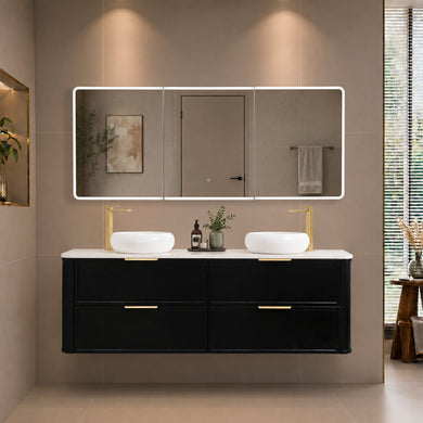 Retti Rectangular 1800mm x 750mm Frontlit LED Mirrored Shaving Cabinet, Matte Black