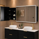 Retti Rectangular 1800mm x 750mm Frontlit LED Mirrored Shaving Cabinet, Matte Black