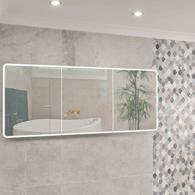 Retti Rectangular 1800mm x 750mm Frontlit LED Mirrored Shaving Cabinet, Matte White