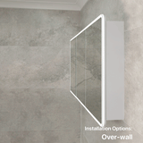 Retti Rectangular 1800mm x 750mm Frontlit LED Mirrored Shaving Cabinet, Matte White