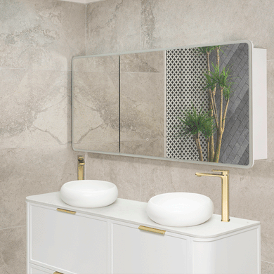 Retti Rectangular 1800mm x 750mm Frontlit LED Mirrored Shaving Cabinet, Matte White