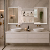 Retti Rectangular 1800mm x 750mm Frontlit LED Mirrored Shaving Cabinet, Matte White