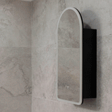 Arco Arch 400mm x 800mm Frontlit LED Mirrored Shaving Cabinet, Matte Black