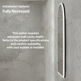 Arco Arch 400mm x 800mm Frontlit LED Mirrored Shaving Cabinet, Matte Black
