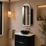 Arco Arch 400mm x 800mm Frontlit LED Mirrored Shaving Cabinet, Matte Black