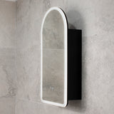 Arco Arch 400mm x 800mm Frontlit LED Mirrored Shaving Cabinet, Matte Black