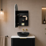 Arco Arch 400mm x 800mm Frontlit LED Mirrored Shaving Cabinet, Matte Black
