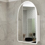 *Clearance* Arco Arch 400mm x 800mm Frontlit LED Mirrored Shaving Cabinet, Matte White