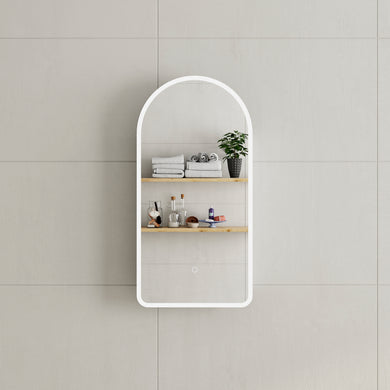 *Clearance* Arco Arch 400mm x 800mm Frontlit LED Mirrored Shaving Cabinet, Matte White
