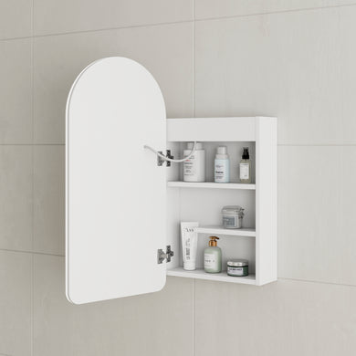 *Clearance* Arco Arch 400mm x 800mm Frontlit LED Mirrored Shaving Cabinet, Matte White