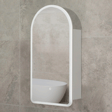 Arco Arch 400mm x 800mm Frontlit LED Mirrored Shaving Cabinet, Matte White