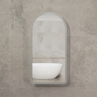 Arco Arch 400mm x 800mm Frontlit LED Mirrored Shaving Cabinet, Matte White