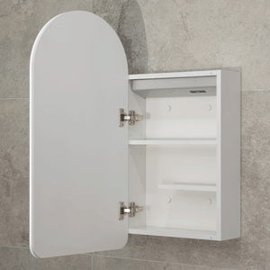Arco Arch 400mm x 800mm Frontlit LED Mirrored Shaving Cabinet, Matte White