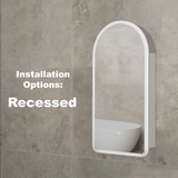 Arco Arch 400mm x 800mm Frontlit LED Mirrored Shaving Cabinet, Matte White