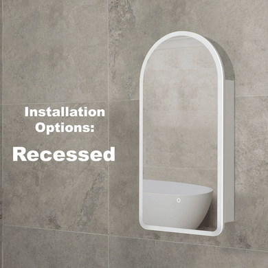 Arco Arch 400mm x 800mm Frontlit LED Mirrored Shaving Cabinet, Matte White