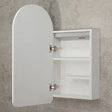 Arco Arch 400mm x 800mm Frontlit LED Mirrored Shaving Cabinet, Matte White