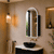 Arco Arch 550mm x 1000mm Frontlit LED Mirrored Shaving Cabinet, Matte Black