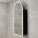 Arco Arch 550mm x 1000mm Frontlit LED Mirrored Shaving Cabinet, Matte Black